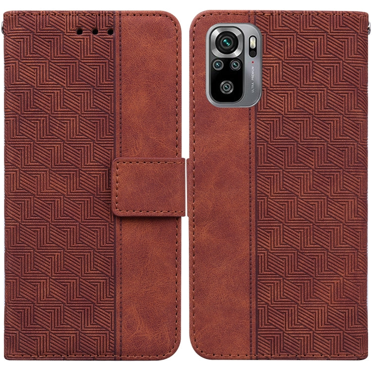 For Xiaomi Redmi Note 10 4G / Note 10S Geometric Embossed Leather Phone Case