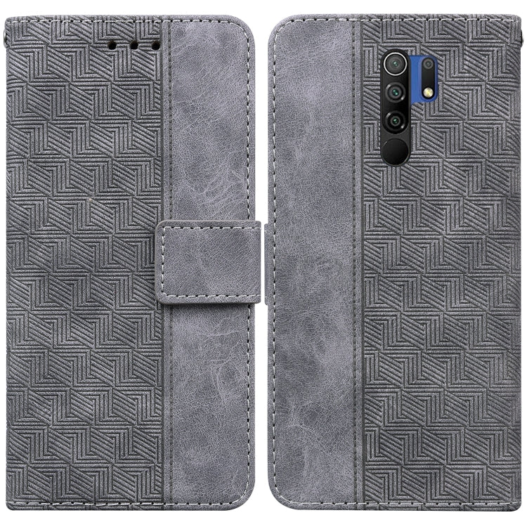 For Xiaomi Redmi 9 / 9 Prime / Poco M2 Geometric Embossed Leather Phone Case