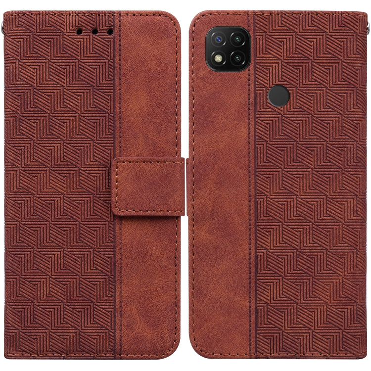 For Xiaomi Redmi 9C Geometric Embossed Leather Phone Case