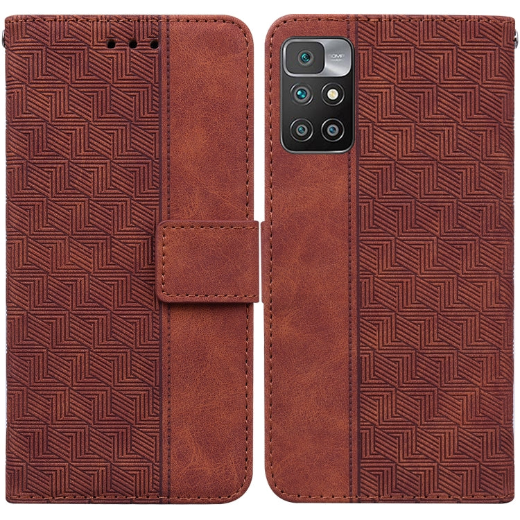 For Xiaomi Redmi 10 / 10 Prime Geometric Embossed Leather Phone Case