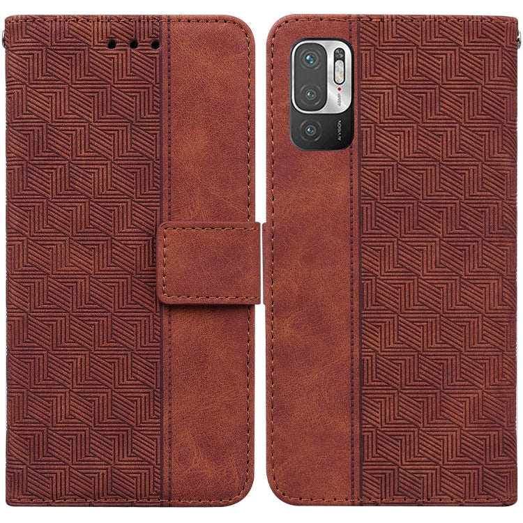 For Xiaomi Redmi Note 10 5G / Poco M3 Pro Geometric Embossed Leather Phone Case