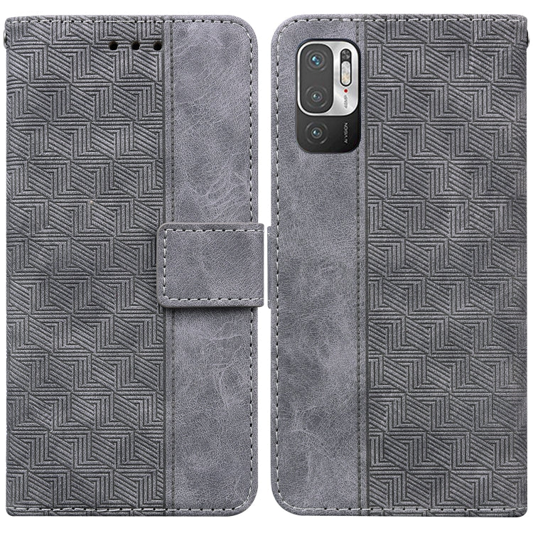For Xiaomi Redmi Note 10 5G / Poco M3 Pro Geometric Embossed Leather Phone Case