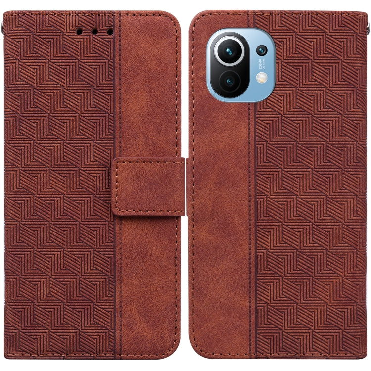 For Xiaomi Mi 11 Geometric Embossed Leather Phone Case