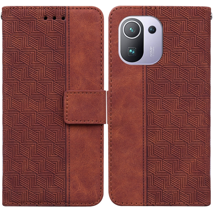 For Xiaomi Mi 11 Pro Geometric Embossed Leather Phone Case