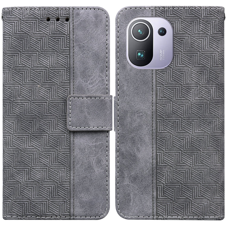 For Xiaomi Mi 11 Pro Geometric Embossed Leather Phone Case