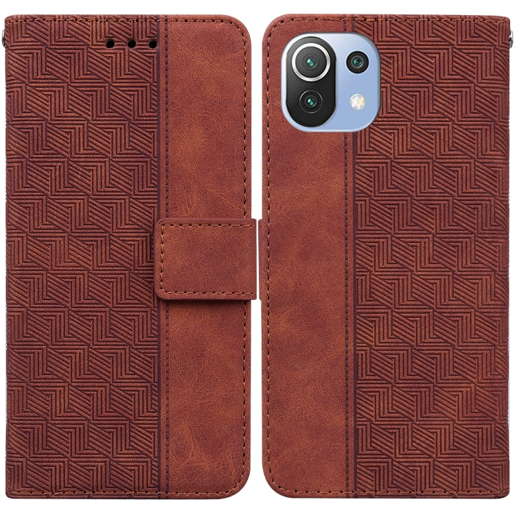 For Xiaomi Mi 11 Lite 5G / 4G Geometric Embossed Leather Phone Case