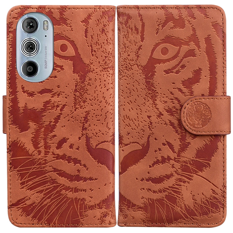 For Motorola Edge+ 2022 Tiger Embossing Pattern Horizontal Flip Leather Phone Case