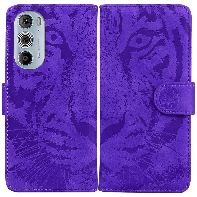 For Motorola Edge+ 2022 Tiger Embossing Pattern Horizontal Flip Leather Phone Case