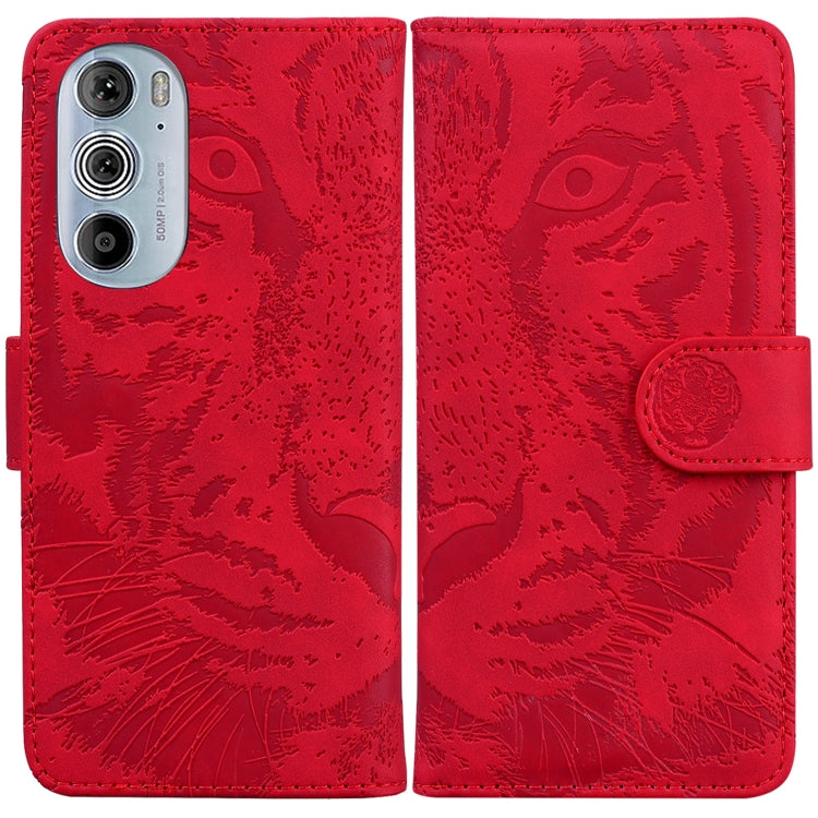 For Motorola Edge+ 2022 Tiger Embossing Pattern Horizontal Flip Leather Phone Case
