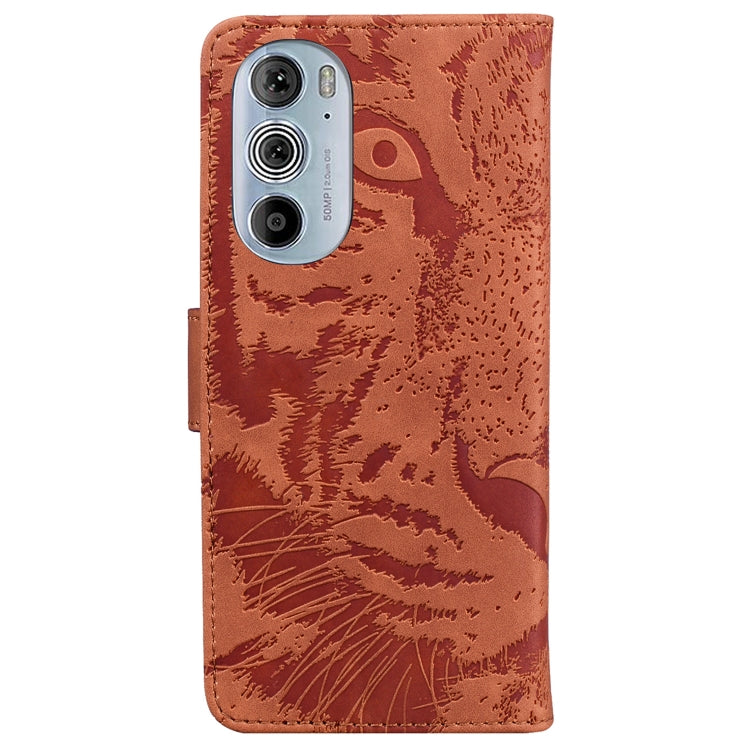 For Motorola Edge 30 Pro Tiger Embossing Pattern Horizontal Flip Leather Phone Case