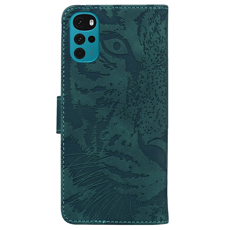 For Motorola Moto G22 Tiger Embossing Pattern Horizontal Flip Leather Phone Case