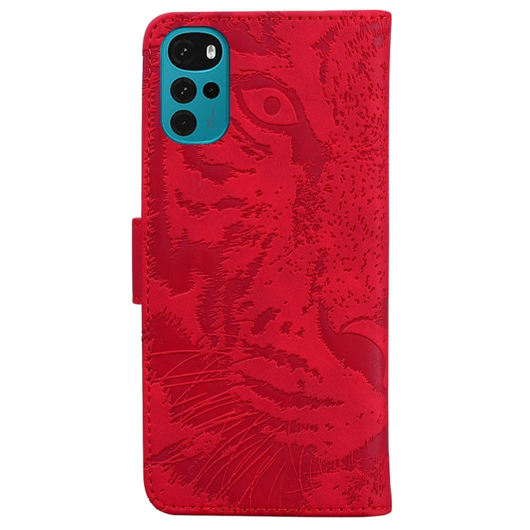 For Motorola Moto G22 Tiger Embossing Pattern Horizontal Flip Leather Phone Case