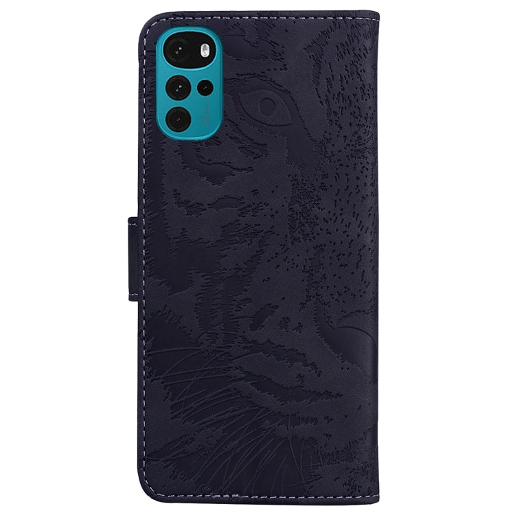 For Motorola Moto G22 Tiger Embossing Pattern Horizontal Flip Leather Phone Case