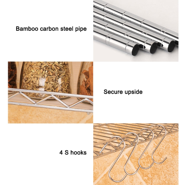 Multi-functional Kitchen Adjustable Shelf Carbon Steel Storage Rack, Size:3-layer Black