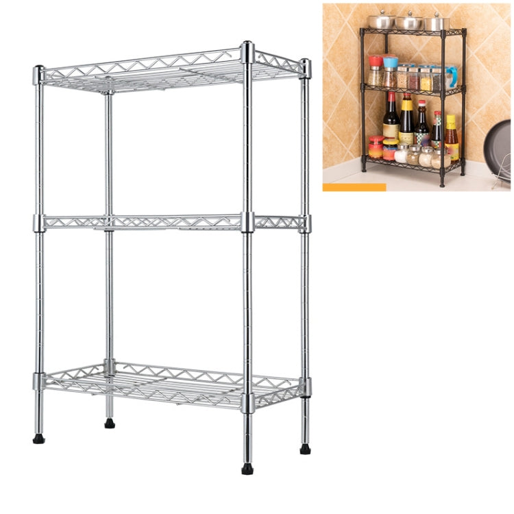 Multi-functional Kitchen Adjustable Shelf Carbon Steel Storage Rack, Size:3-layer Silver