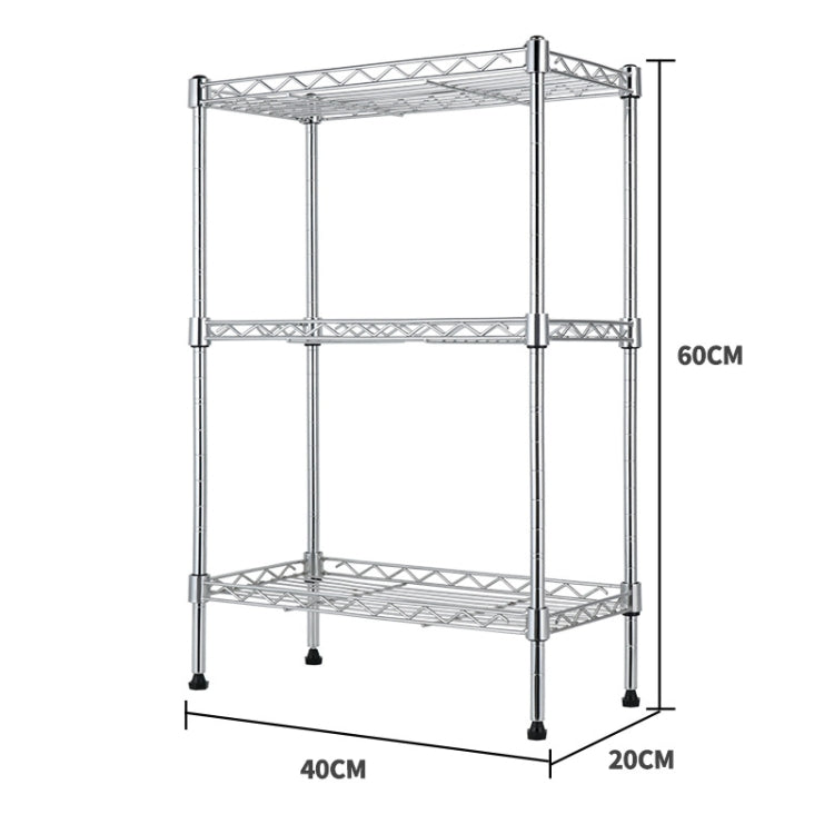 Multi-functional Kitchen Adjustable Shelf Carbon Steel Storage Rack, Size:3-layer Silver
