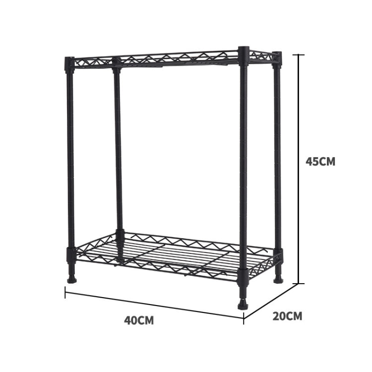 Multi-functional Kitchen Adjustable Shelf Carbon Steel Storage Rack, Size:2-layer Black