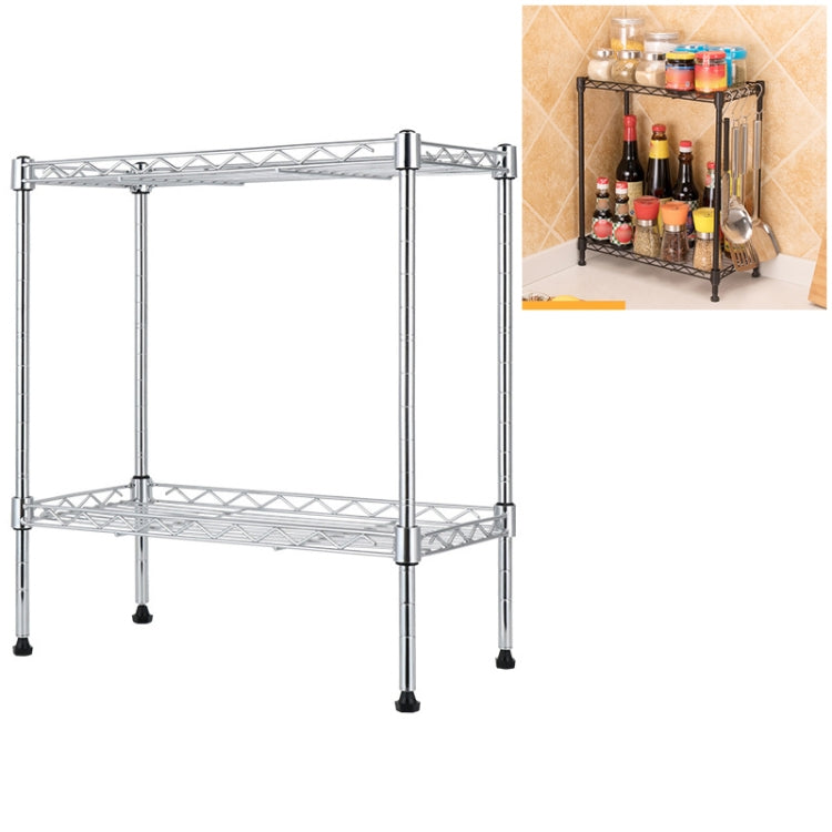 Multi-functional Kitchen Adjustable Shelf Carbon Steel Storage Rack, Size:2-layer Silver
