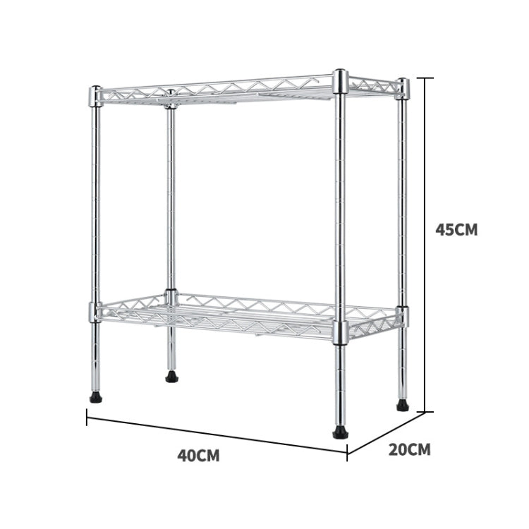 Multi-functional Kitchen Adjustable Shelf Carbon Steel Storage Rack, Size:2-layer Silver