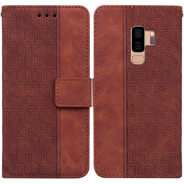 For Samsung Galaxy S9+ Geometric Embossed Leather Phone Case
