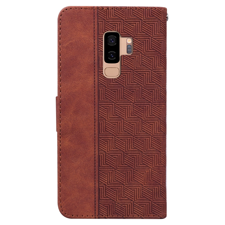 For Samsung Galaxy S9+ Geometric Embossed Leather Phone Case