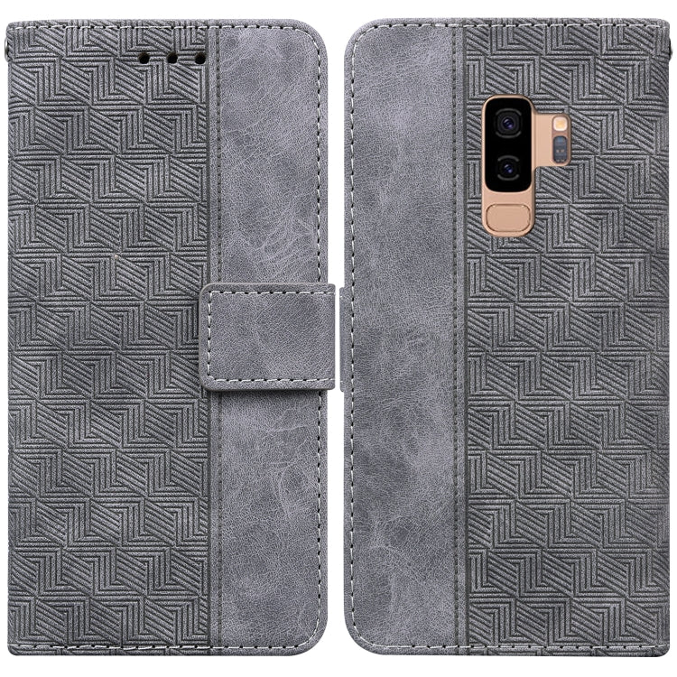 For Samsung Galaxy S9+ Geometric Embossed Leather Phone Case