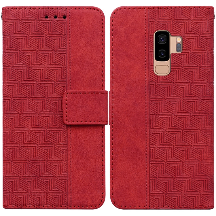 For Samsung Galaxy S9+ Geometric Embossed Leather Phone Case