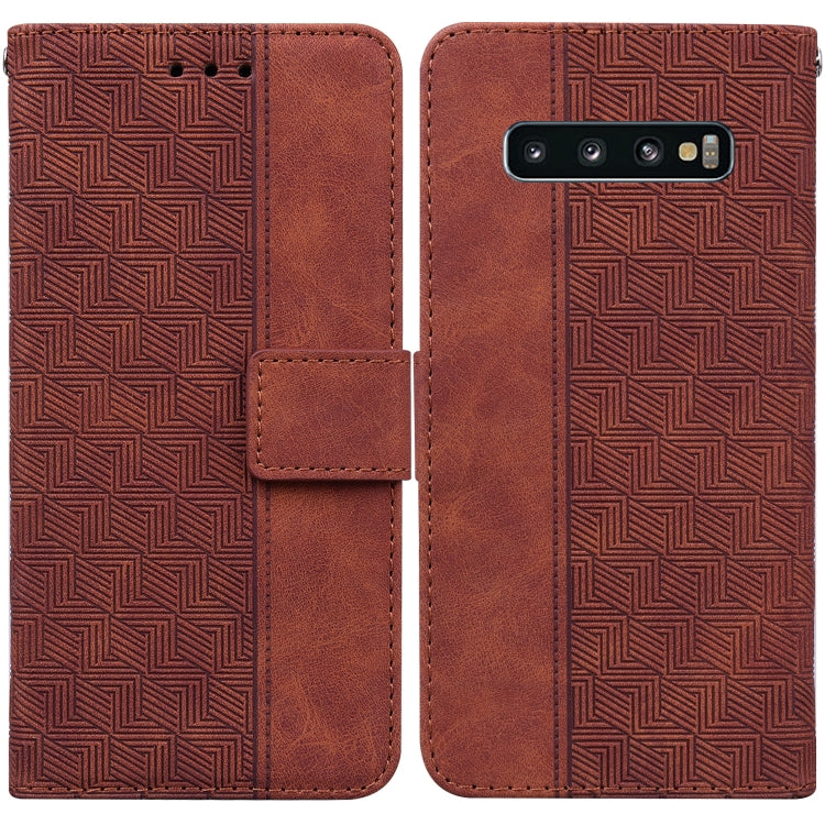 For Samsung Galaxy S10 Geometric Embossed Leather Phone Case