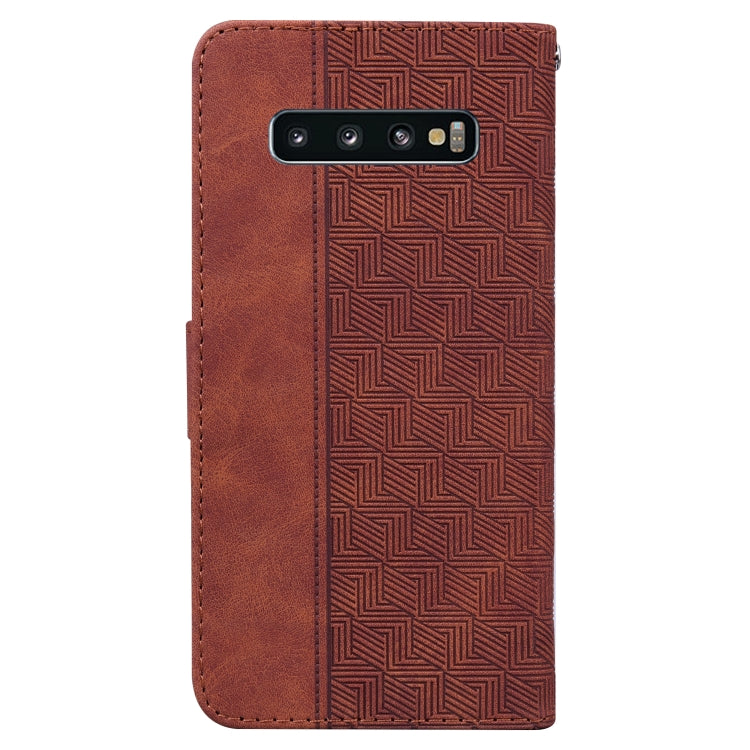 For Samsung Galaxy S10 Geometric Embossed Leather Phone Case