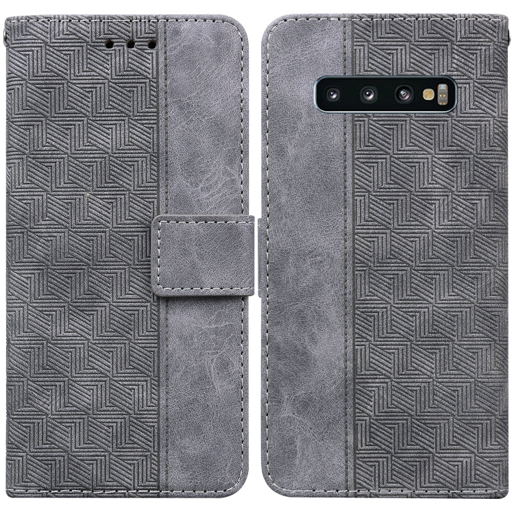For Samsung Galaxy S10 Geometric Embossed Leather Phone Case