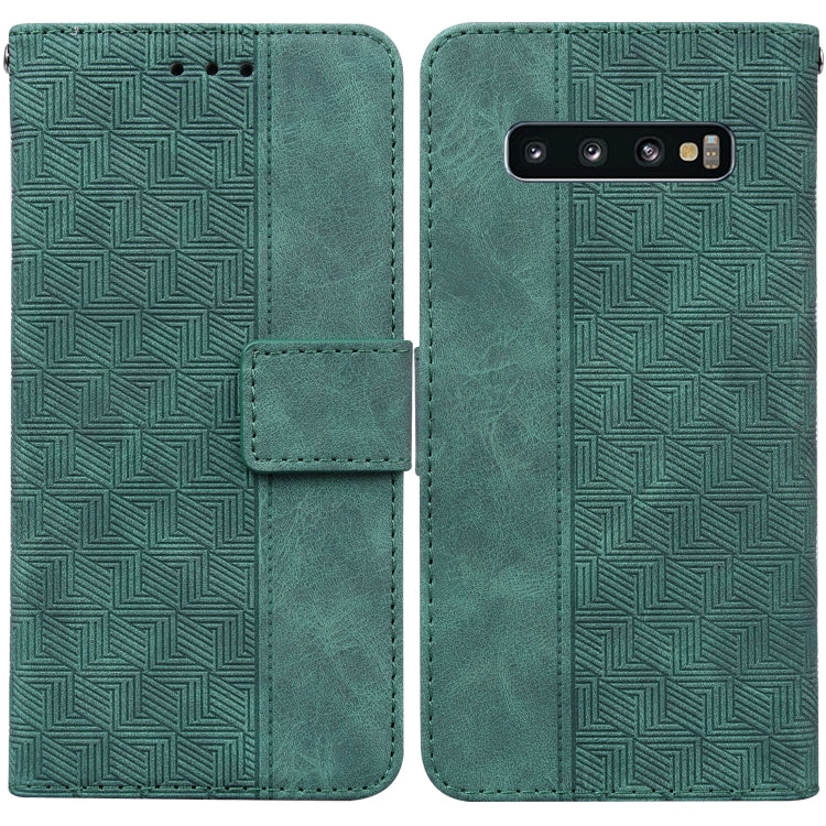 For Samsung Galaxy S10 Geometric Embossed Leather Phone Case