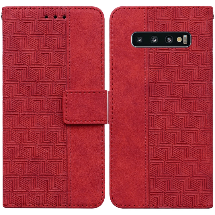For Samsung Galaxy S10 Geometric Embossed Leather Phone Case