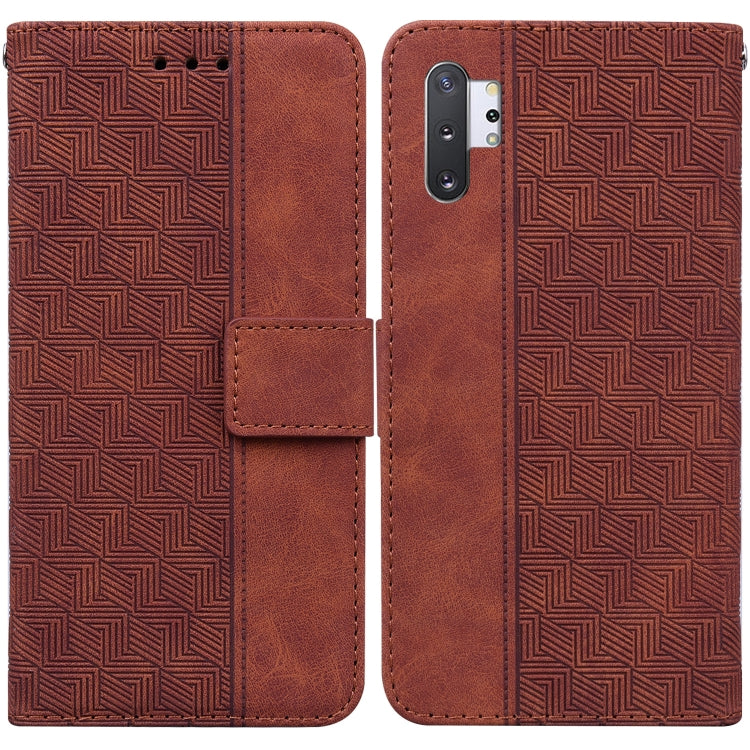 For Samsung Galaxy Note10+ Geometric Embossed Leather Phone Case