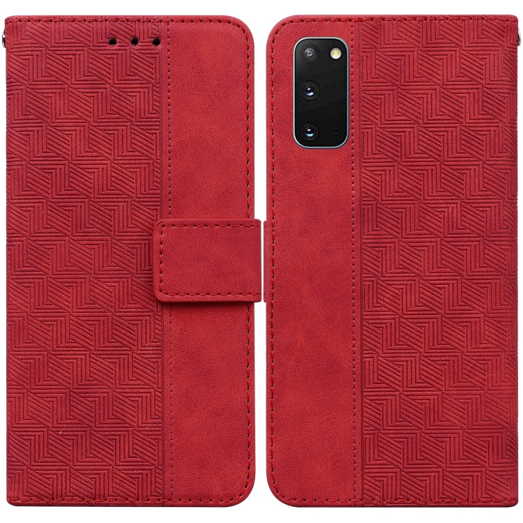 For Samsung Galaxy S20 Geometric Embossed Leather Phone Case