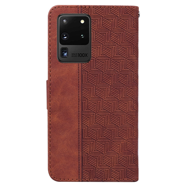 For Samsung Galaxy S20 Ultra Geometric Embossed Leather Phone Case