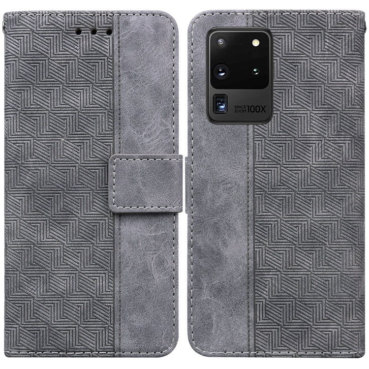 For Samsung Galaxy S20 Ultra Geometric Embossed Leather Phone Case