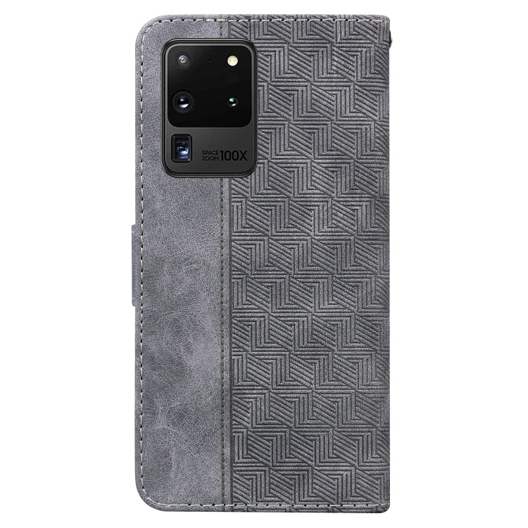 For Samsung Galaxy S20 Ultra Geometric Embossed Leather Phone Case