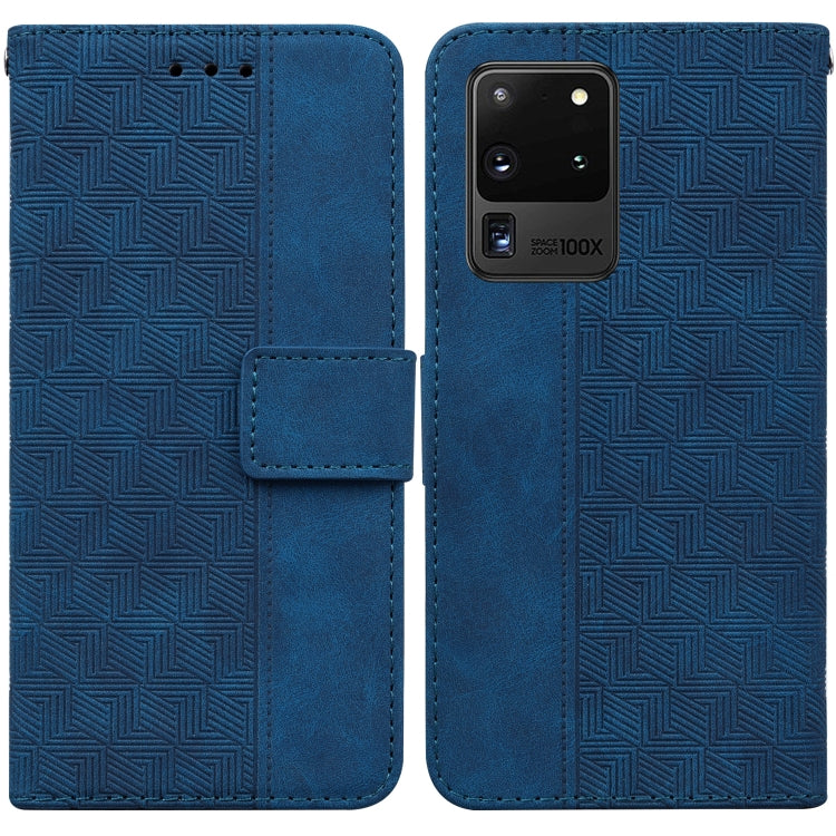 For Samsung Galaxy S20 Ultra Geometric Embossed Leather Phone Case