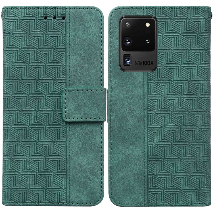 For Samsung Galaxy S20 Ultra Geometric Embossed Leather Phone Case