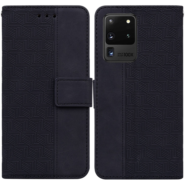 For Samsung Galaxy S20 Ultra Geometric Embossed Leather Phone Case