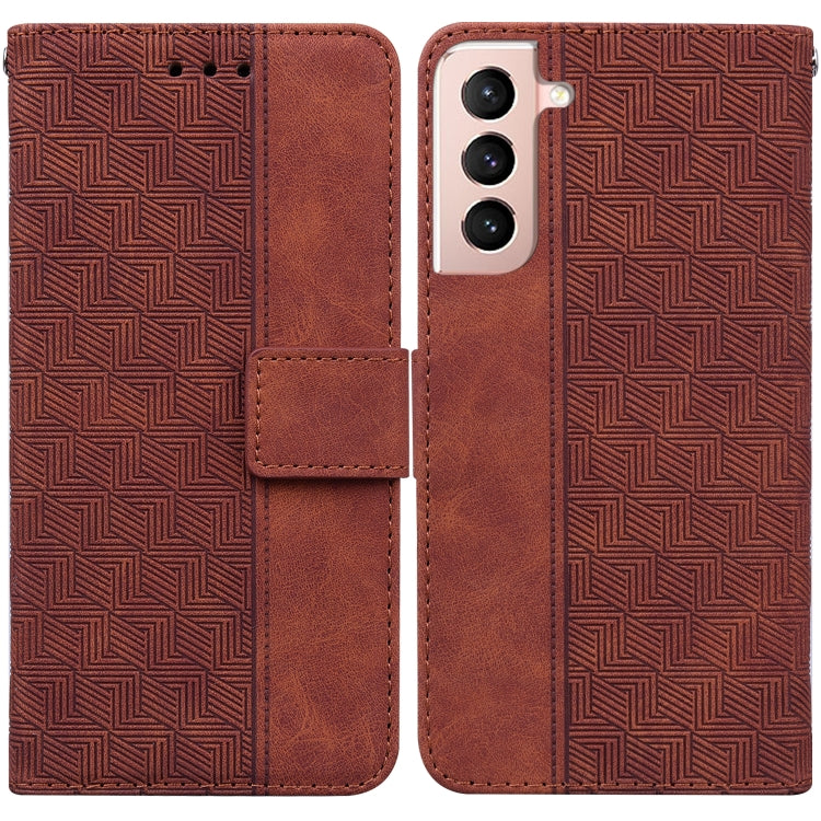 For Samsung Galaxy S21 5G Geometric Embossed Leather Phone Case