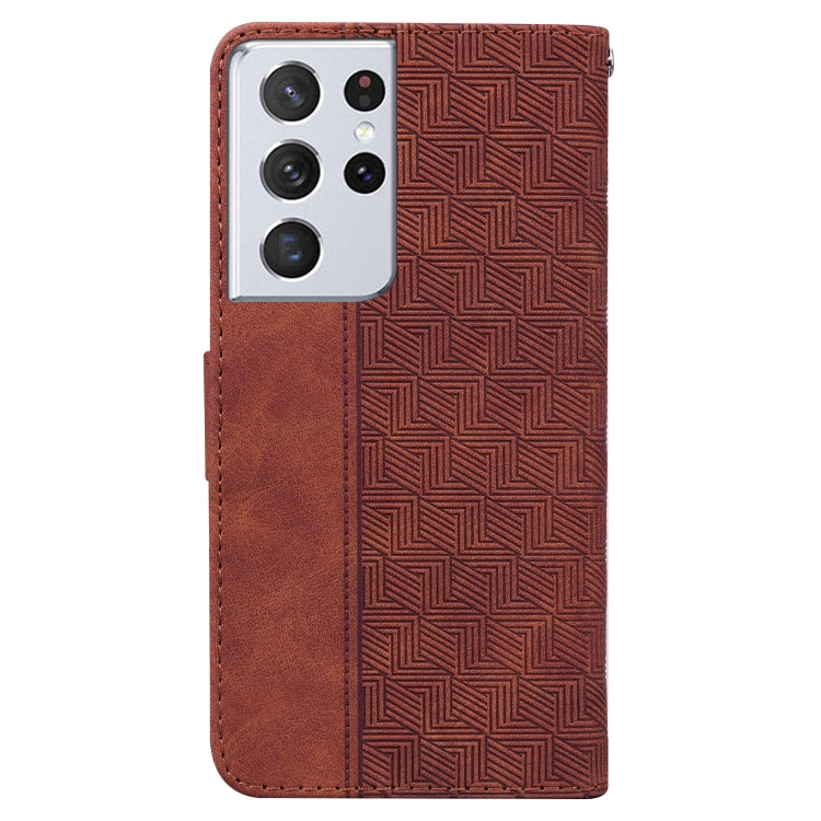 For Samsung Galaxy S21 Ultra 5G Geometric Embossed Leather Phone Case