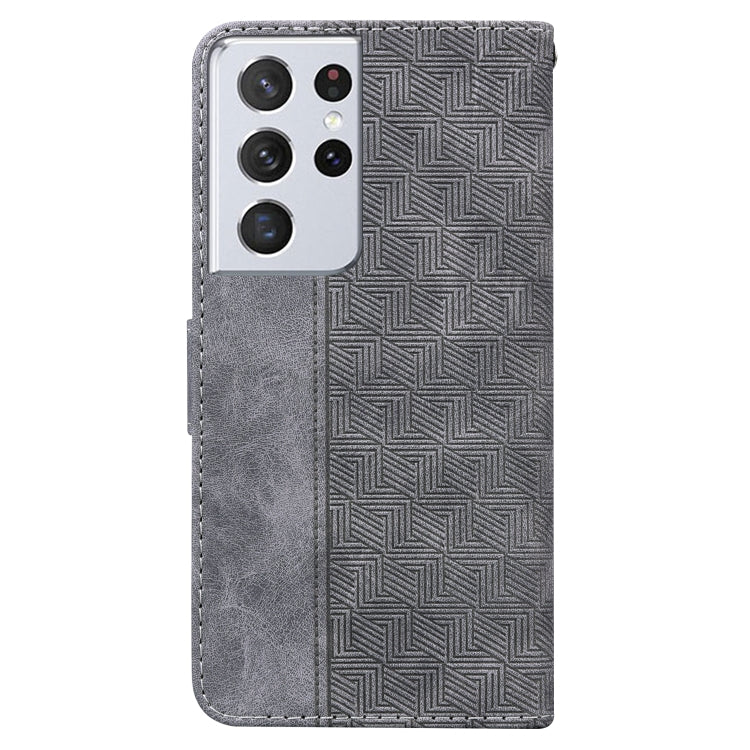 For Samsung Galaxy S21 Ultra 5G Geometric Embossed Leather Phone Case