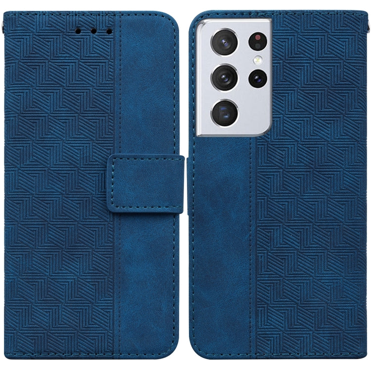 For Samsung Galaxy S21 Ultra 5G Geometric Embossed Leather Phone Case