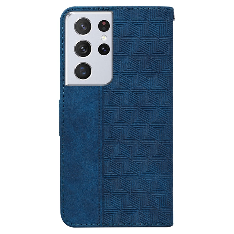 For Samsung Galaxy S21 Ultra 5G Geometric Embossed Leather Phone Case