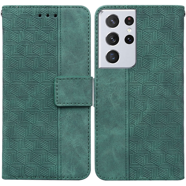 For Samsung Galaxy S21 Ultra 5G Geometric Embossed Leather Phone Case