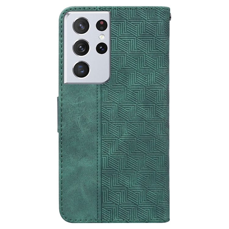 For Samsung Galaxy S21 Ultra 5G Geometric Embossed Leather Phone Case