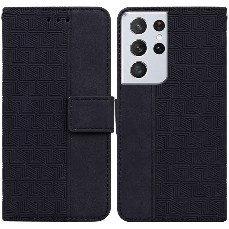 For Samsung Galaxy S21 Ultra 5G Geometric Embossed Leather Phone Case