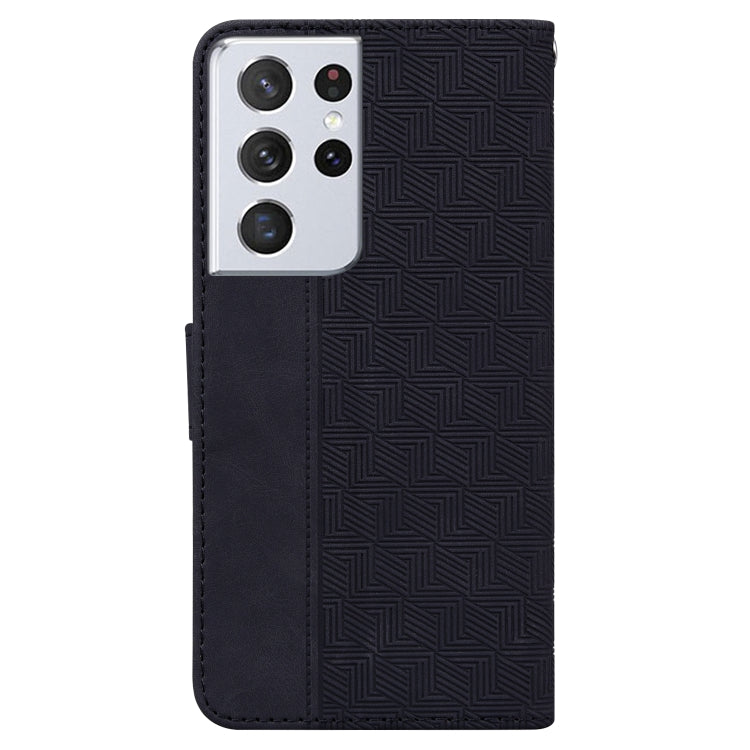 For Samsung Galaxy S21 Ultra 5G Geometric Embossed Leather Phone Case