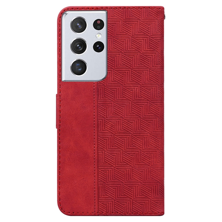 For Samsung Galaxy S21 Ultra 5G Geometric Embossed Leather Phone Case